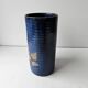 Blue ceramic vase with roller signed AB (signature to be identified)