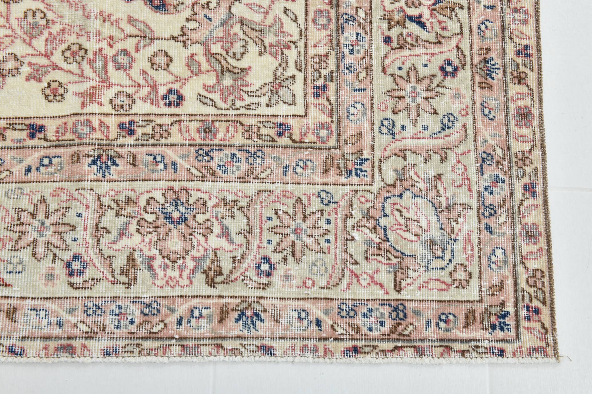 Soft Beige Floral Vintage Rug, One of a Kind Vintage Rug, 277x354 Cm