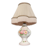 Antique lamp in hand-painted faience by Colas Roger Clamecy