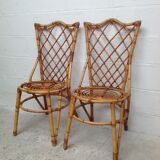 Paire de chaises en rotin par Louis Sognot