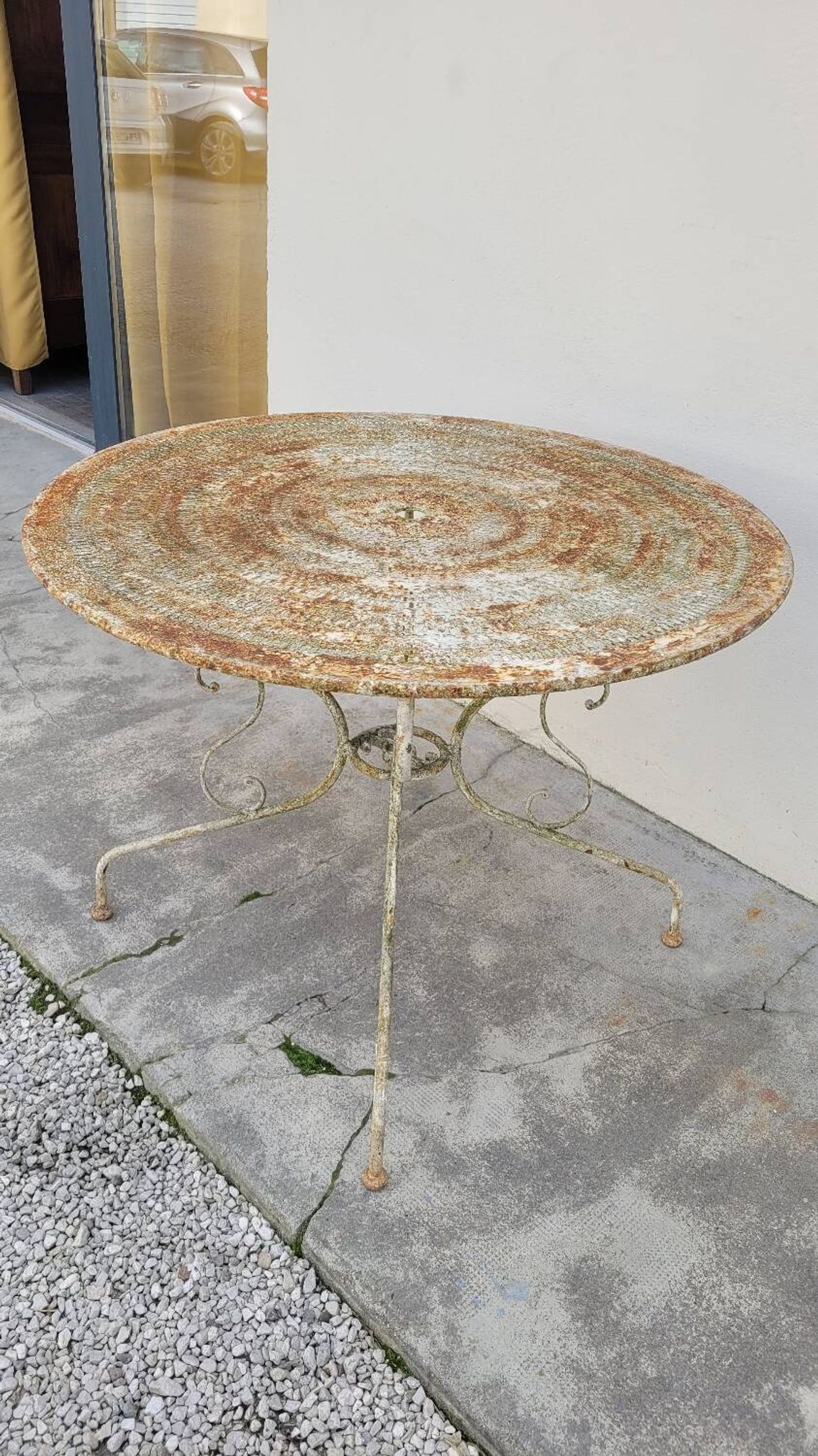 Round Wrought Iron Garden Table 1900s