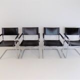Set de 4 chaises en cuir en porte-à-faux, Matteo Grassi MG5
