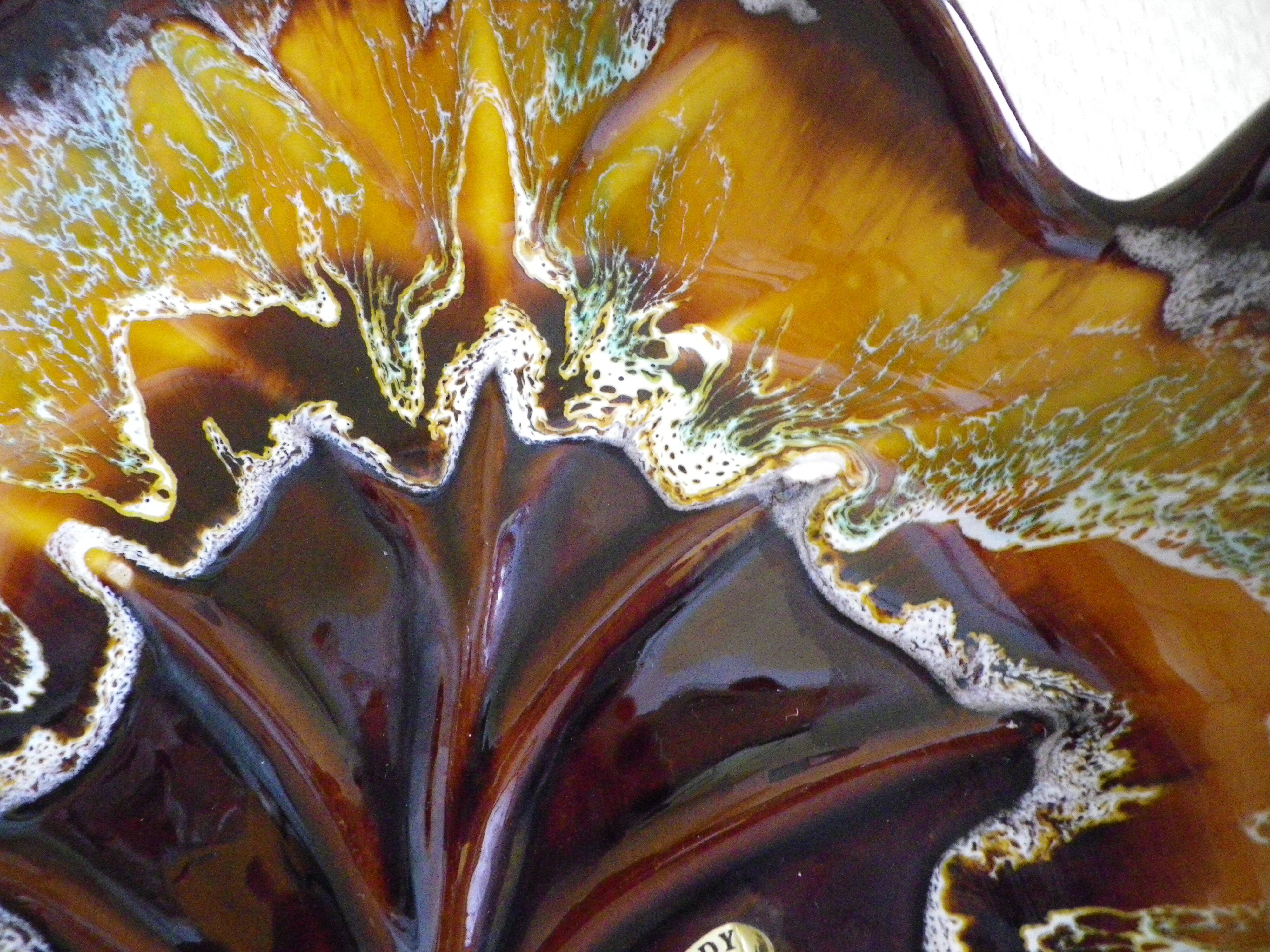 Vallauris dish, hand-made ceramic, leaf shape