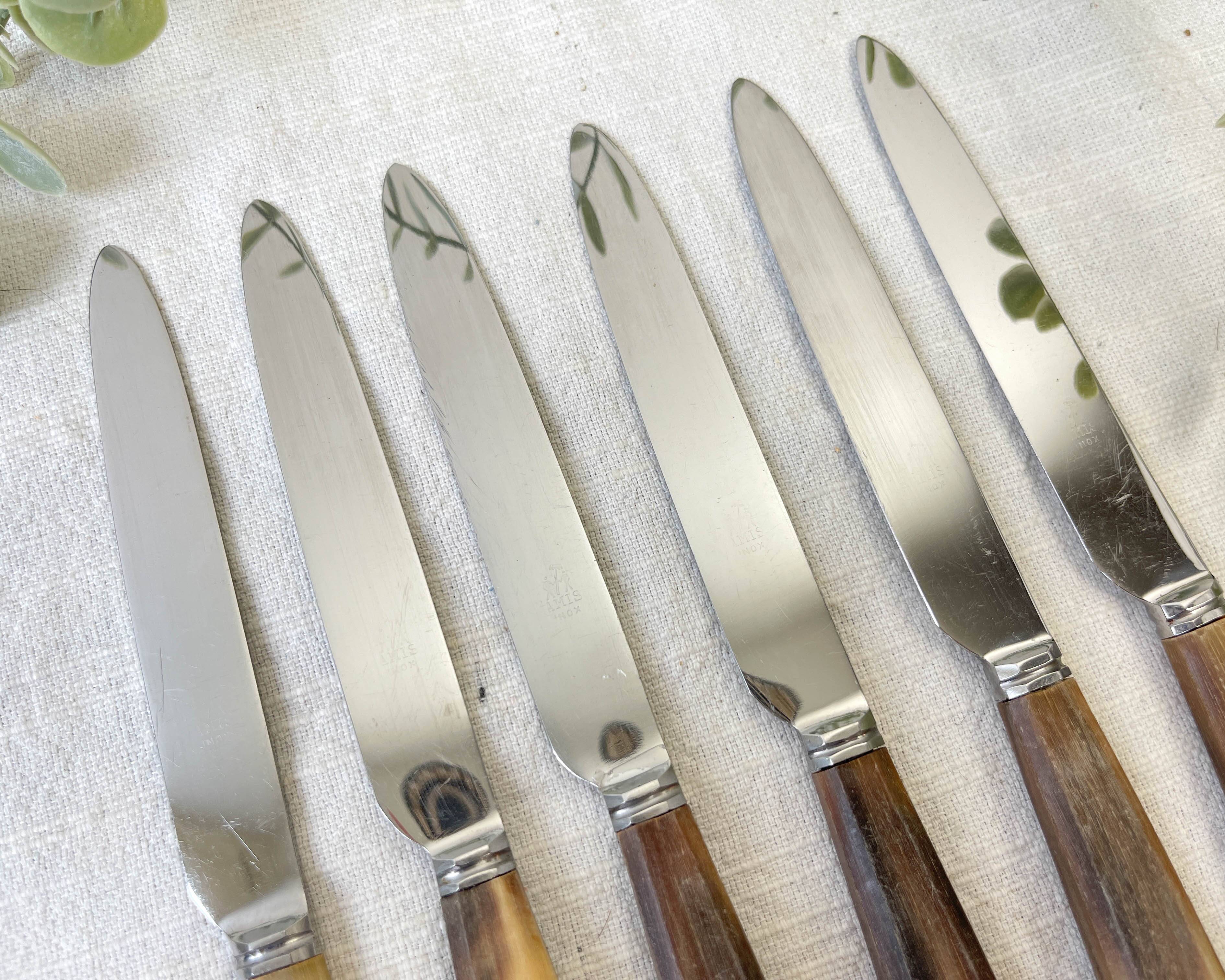 6 Vintage Horn Dessert Knives