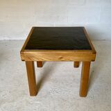 Coffee table in elm and slate by Maison Regain 1970