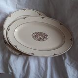 Lot de 2 plats et 4 assiettes plates. Sarreguemines Digouin. Modéle Primax brun.