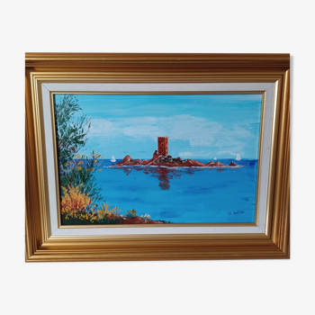 "L'île d'or le dramont" oil on canvas
