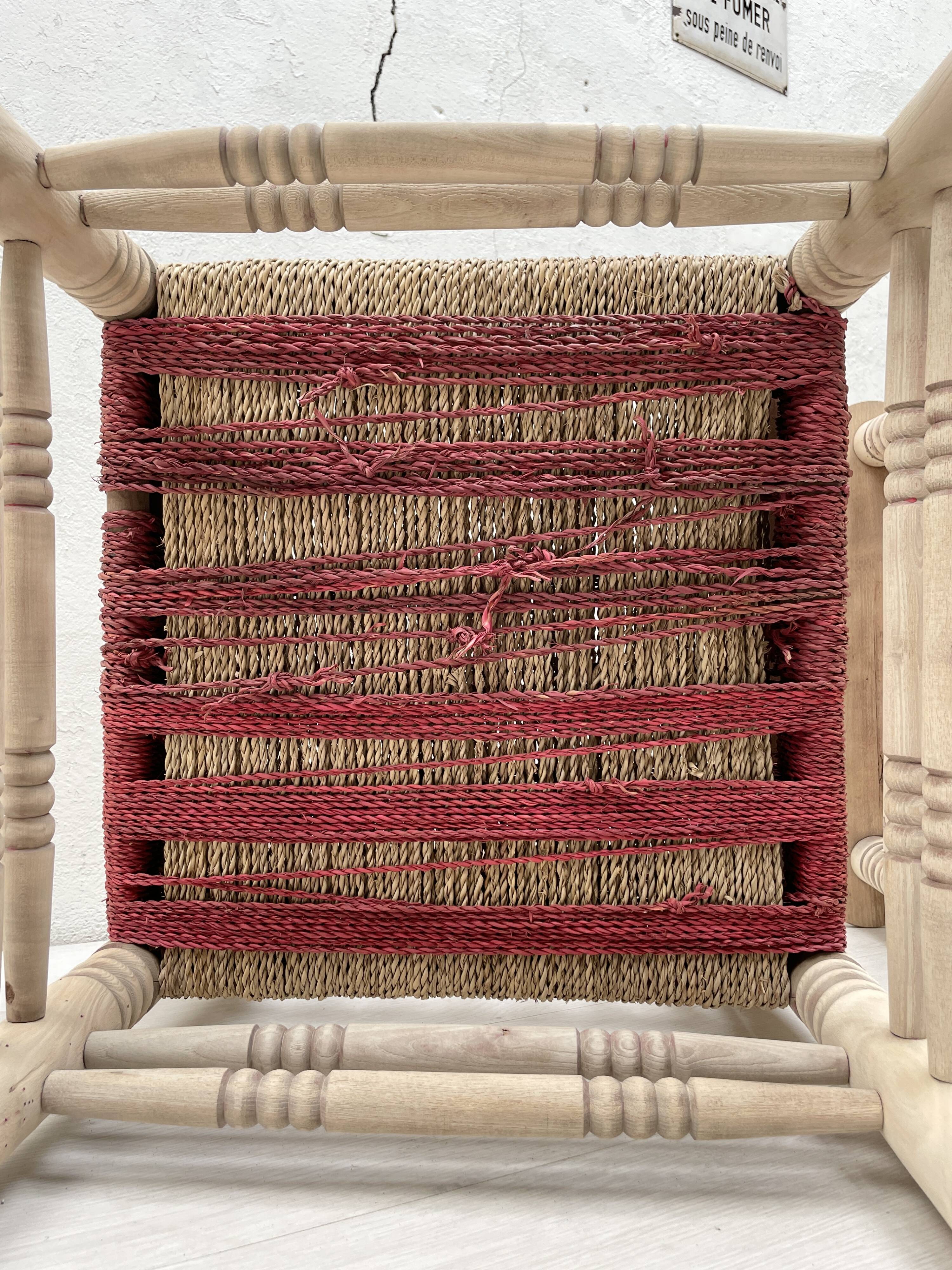 Pair of wooden armchairs and ropes