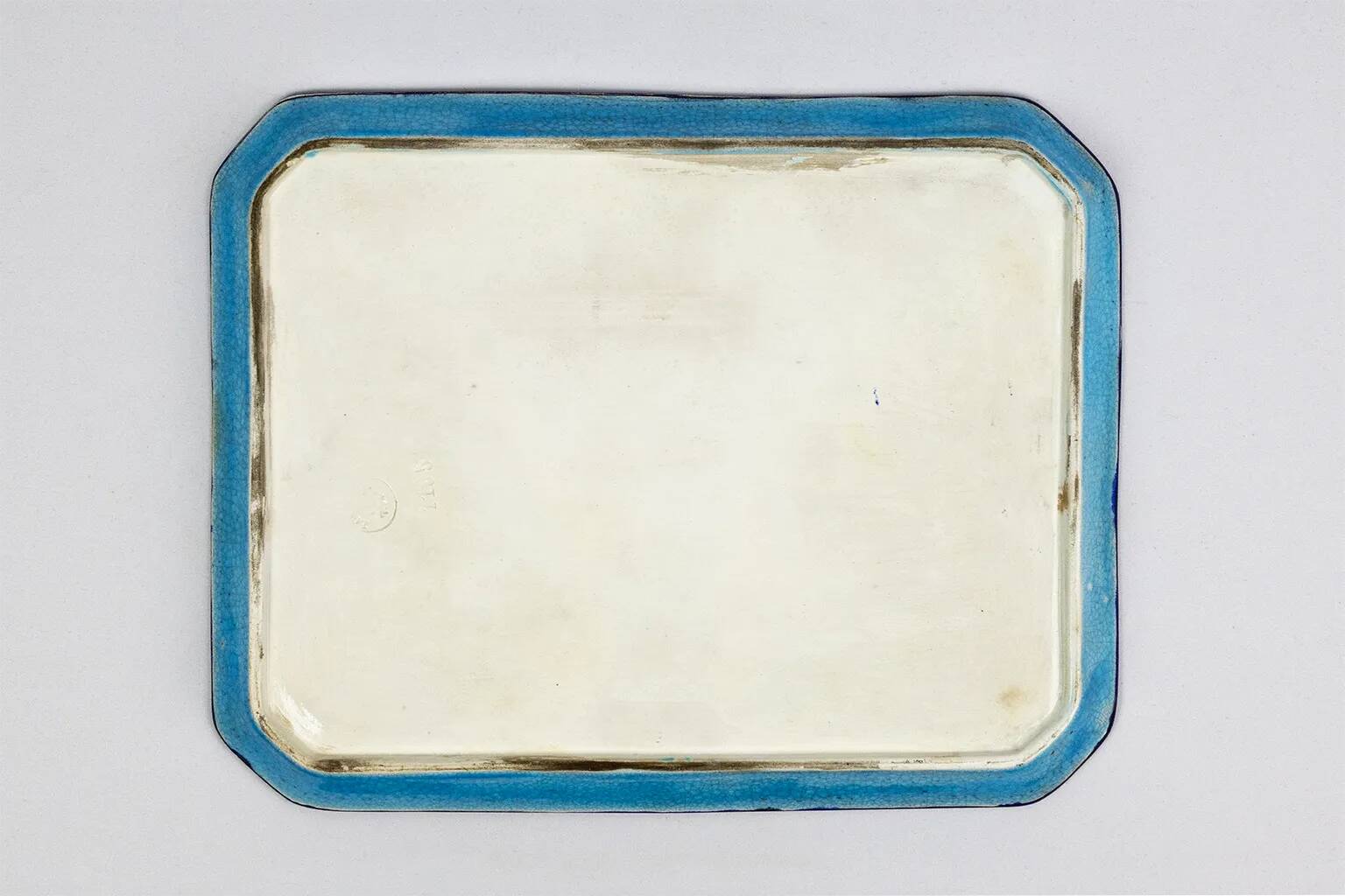 Enamelled earthenware plate – Apple blossom and cranes – Longwy, 1894