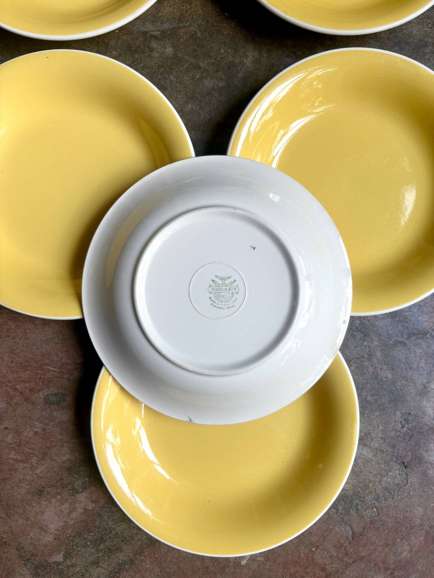 8 Villeroy & Boch soup plates in yellow enamelled earthenware