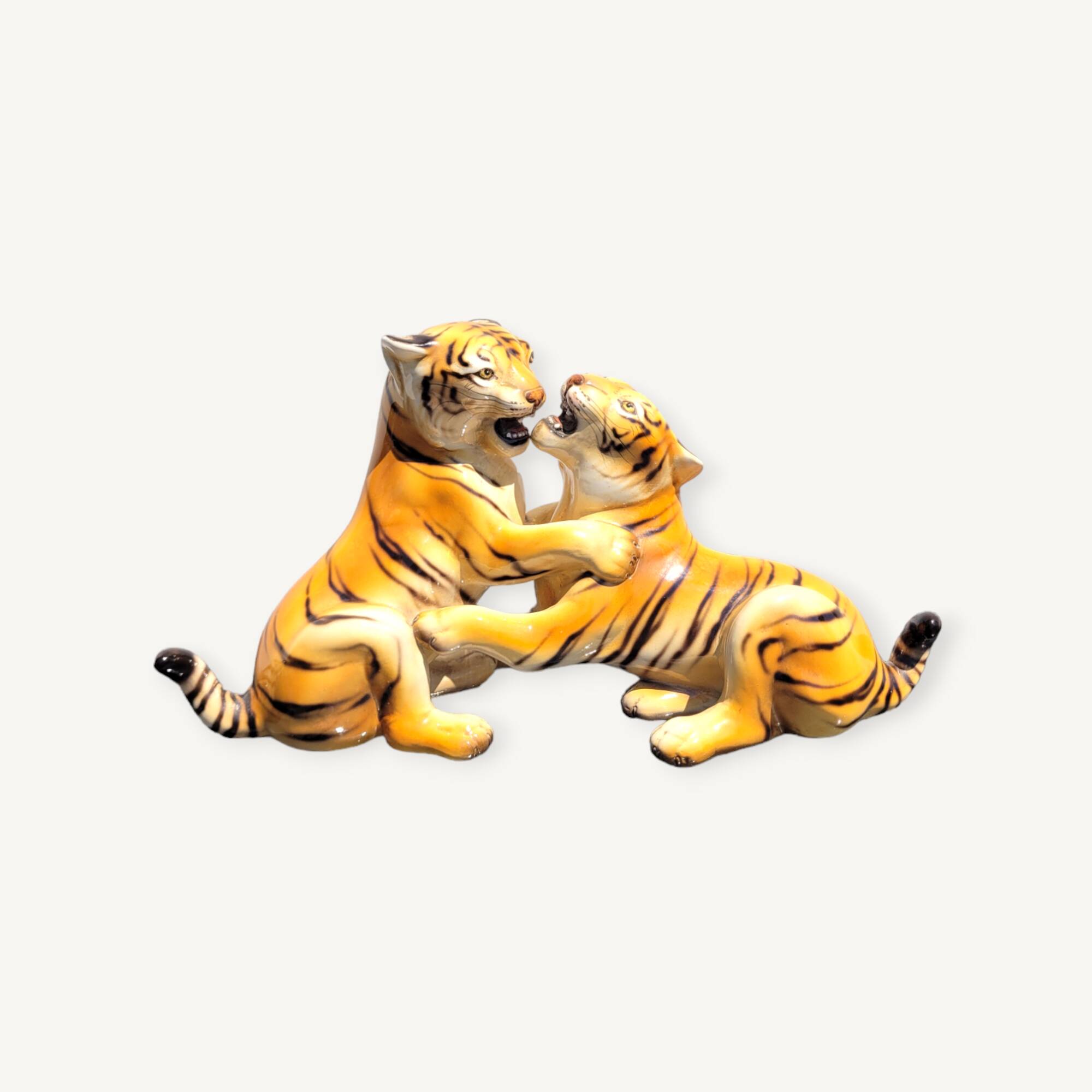 Ceramic tigers signed Ronzan Italy 1960