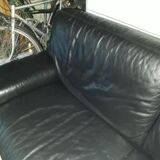 Natuzzi black leather sofa