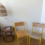 Set of 5 school vintage chairs