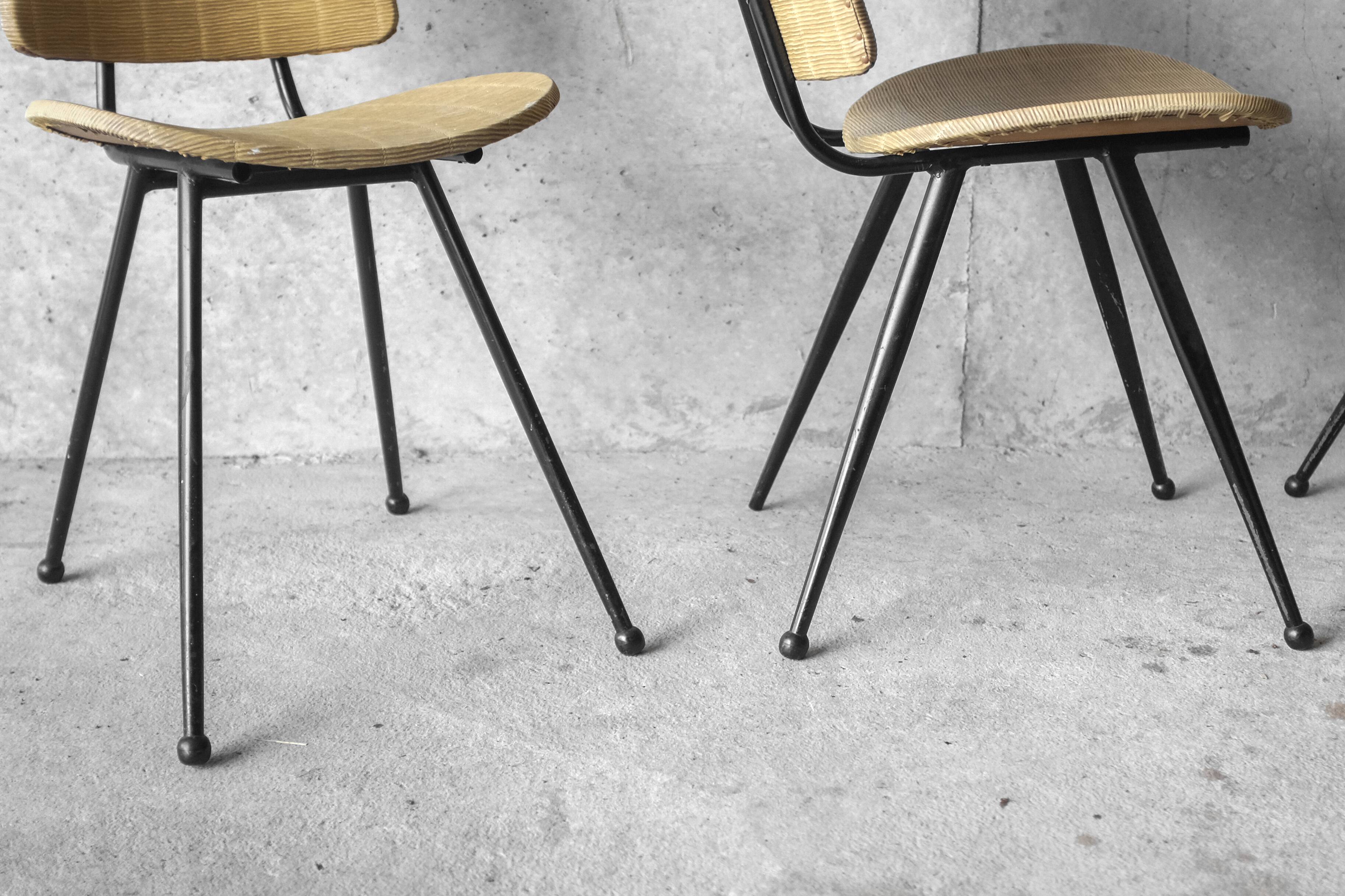 Set of 4 vintage compass feet chairs - 1960