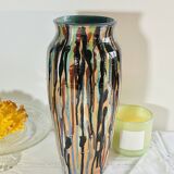 Multi-colored dropper vase, signed NB 2004, 34 cm high.