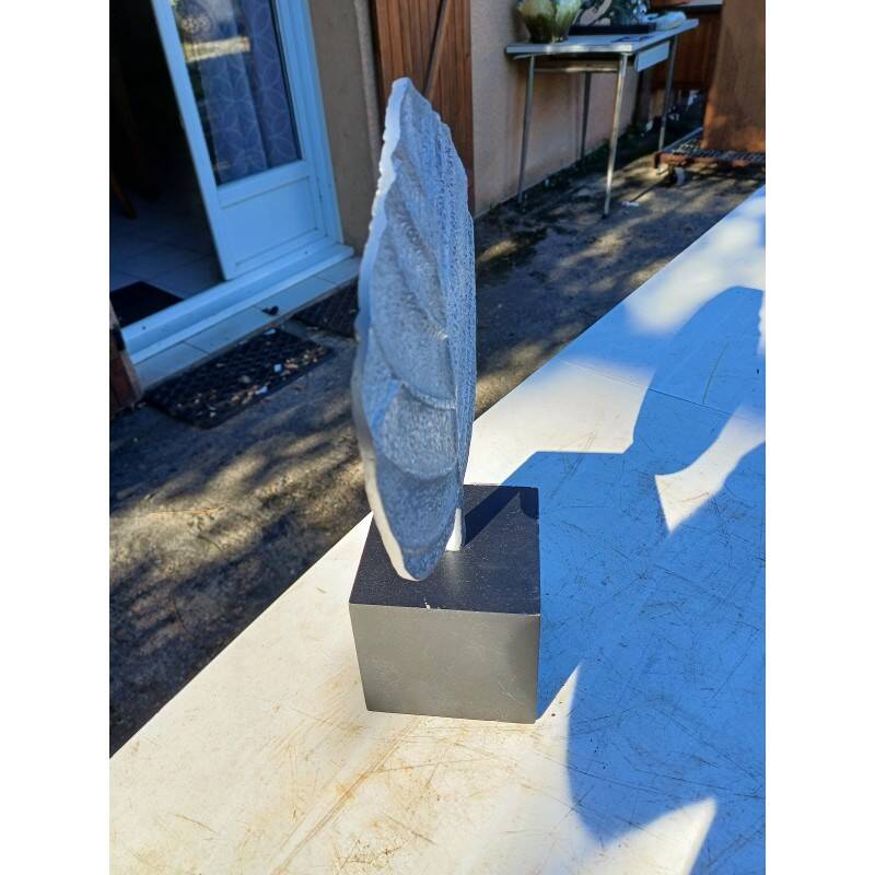 Vintage aluminum leaf decoration on wooden base
