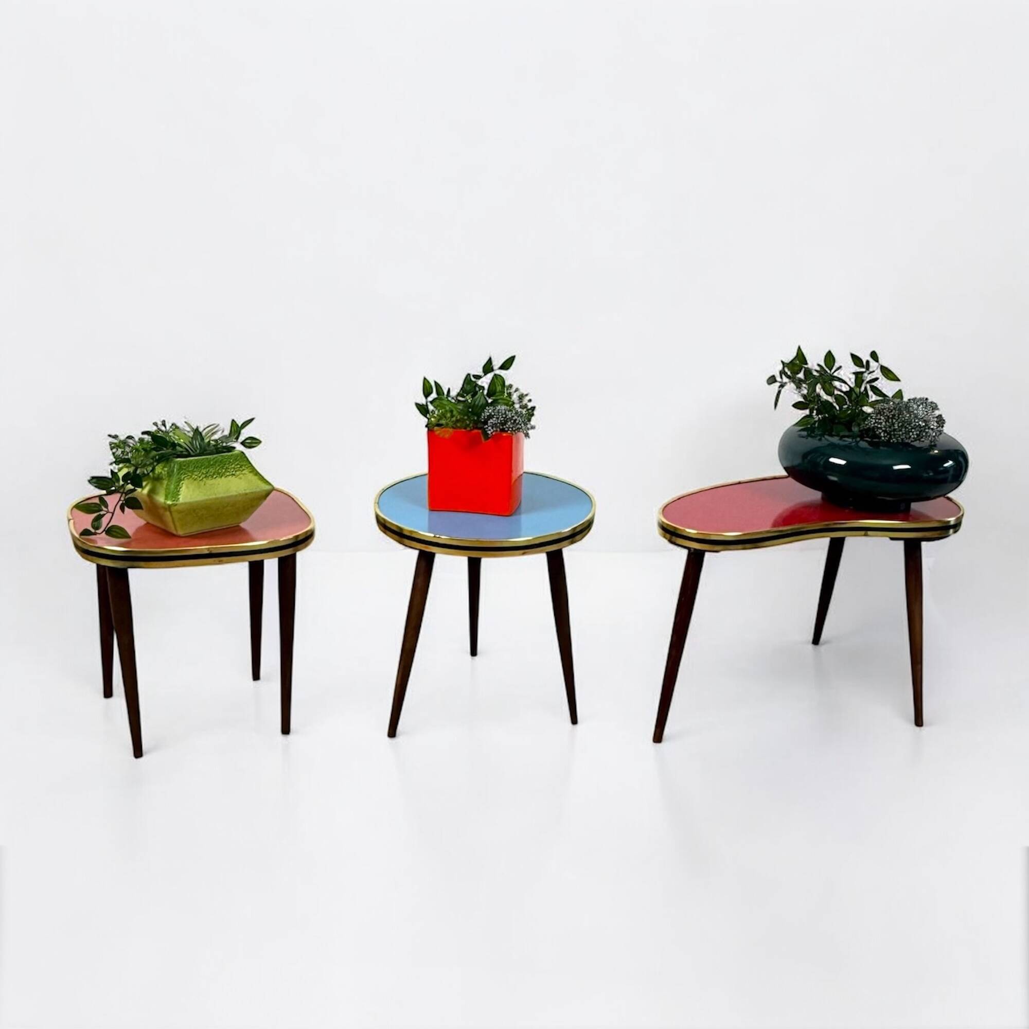 Set of Three 1950s Mid Century Plant Stands, West Germany