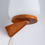 Wall lamp with opal glass shade on wooden base by Philips