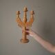 Candlestick candle holder candelabra old carved wood handcrafted Scandinavian folk decoration