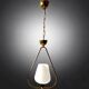 Modernist pendant light in white sandblasted glass and brass
