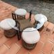 Vintage 1970s rope & rattan coffee table and 4 stools