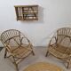 Vintage wicker basket armchairs