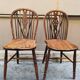 Pair of vintage Windsor chairs in solid elm