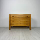 Commode française vintage en orme des années 1960, signée Maison Regain