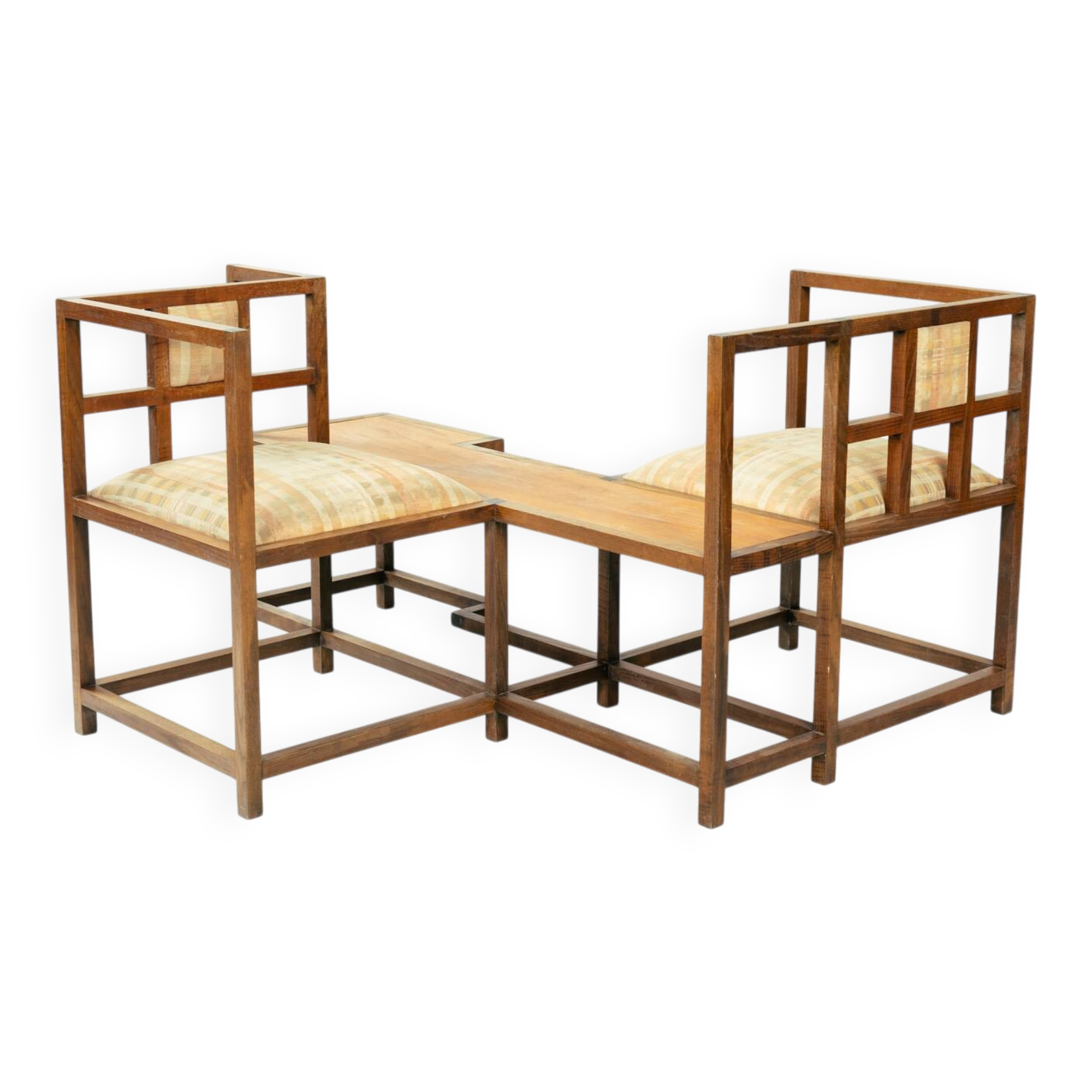 Banc de conversation inspiré par Rennie Mackintosh, unique, 1980