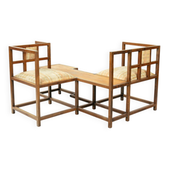 Conversation bench inspired by Rennie Mackintosh, unique, 1980