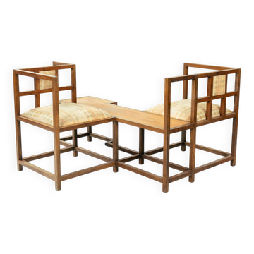 Conversation bench inspired by Rennie Mackintosh, unique, 1980