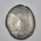 Pewter poppy plate. Art Nouveau