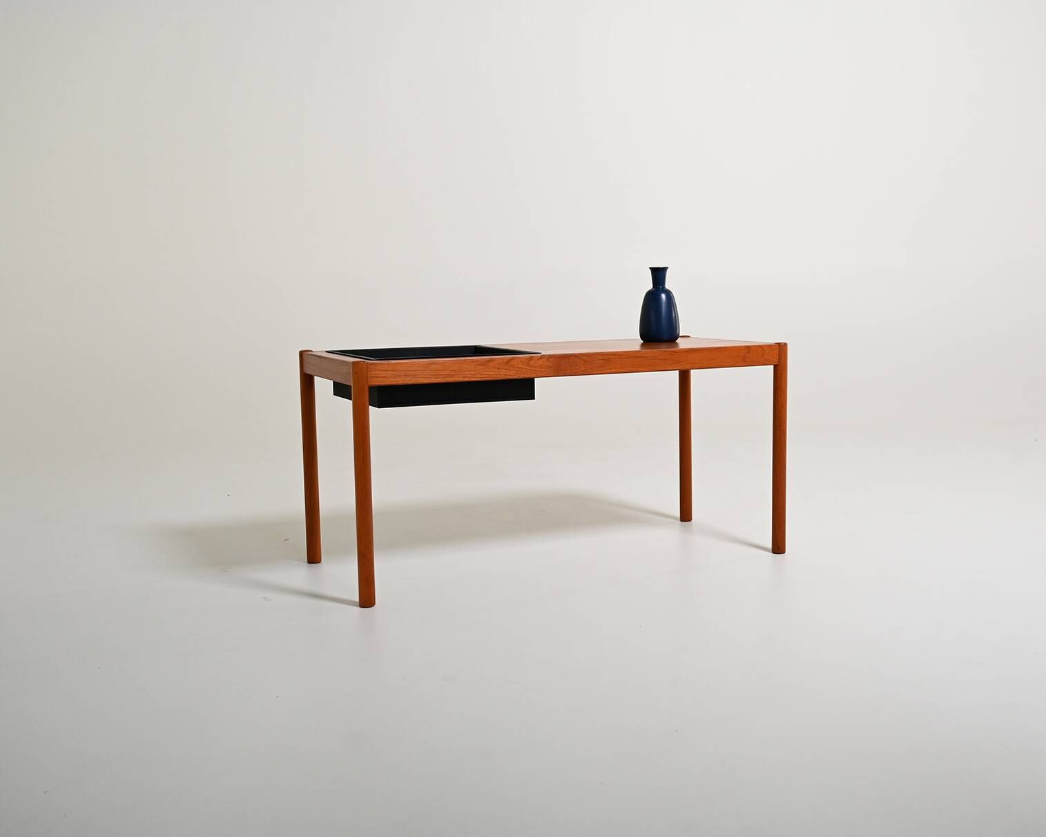 Banc en teck scandinave avec jardinière, années 1960