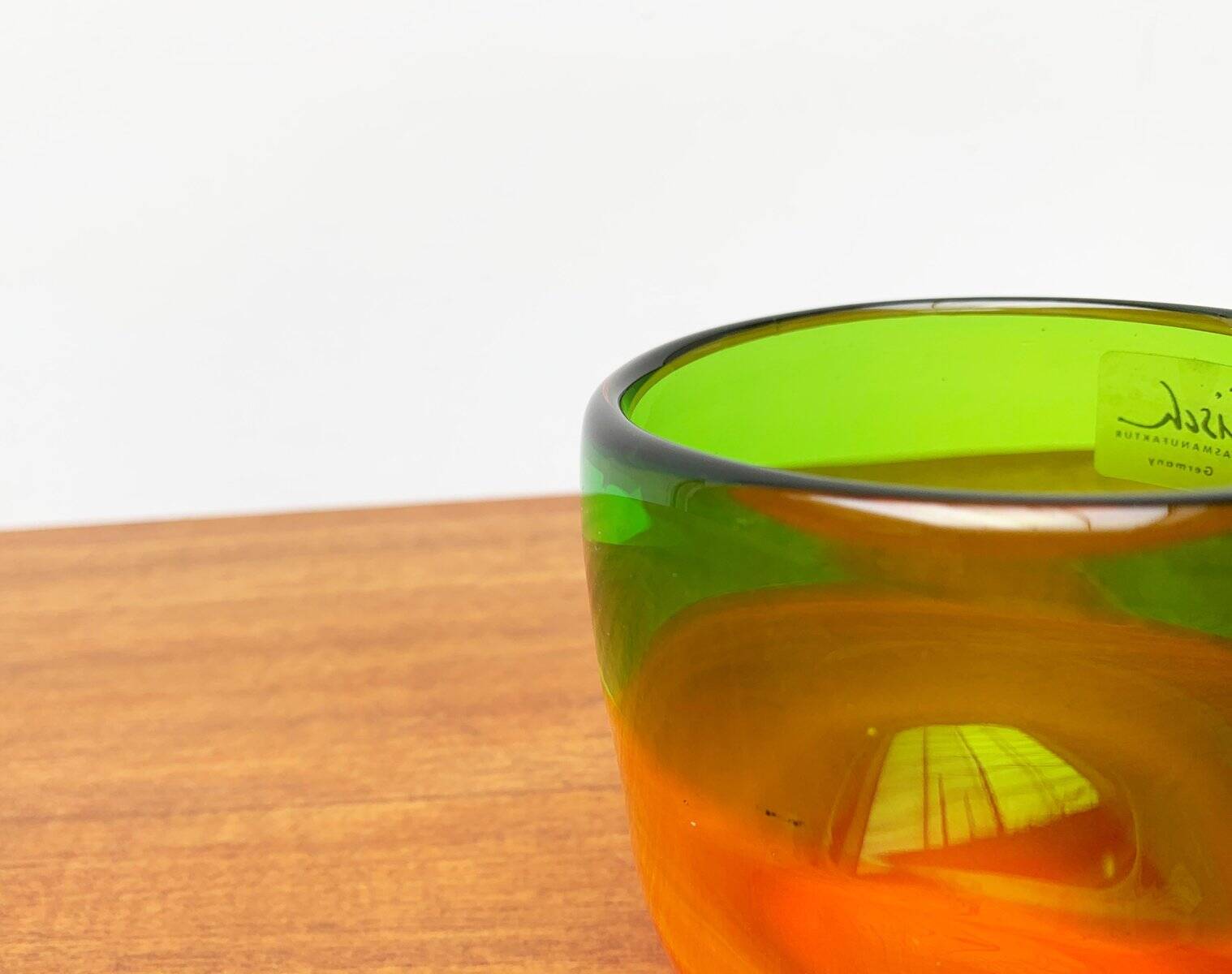Set of 2 vintage German coloured glass bowls by Eisch.