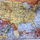 Old school map United States physical and political