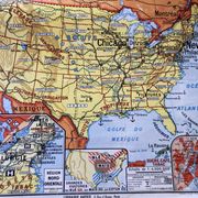 Old school map United States physical and political