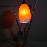 Art Deco lamp by Muller Frères Lunéville, signed glass, 1920.