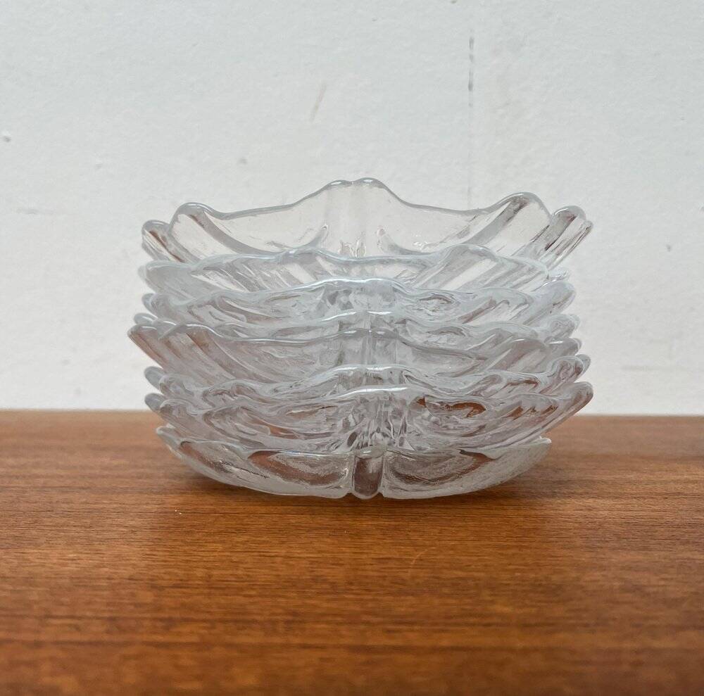 Vintage Swedish glass plates Eden by Lars Hellsten for Orrefors, 1970s, set of 13.