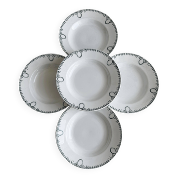 5 assiettes creuses en terre de fer