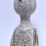 ceramic candle holder with crowned head signed P