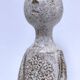 ceramic candle holder with crowned head signed P