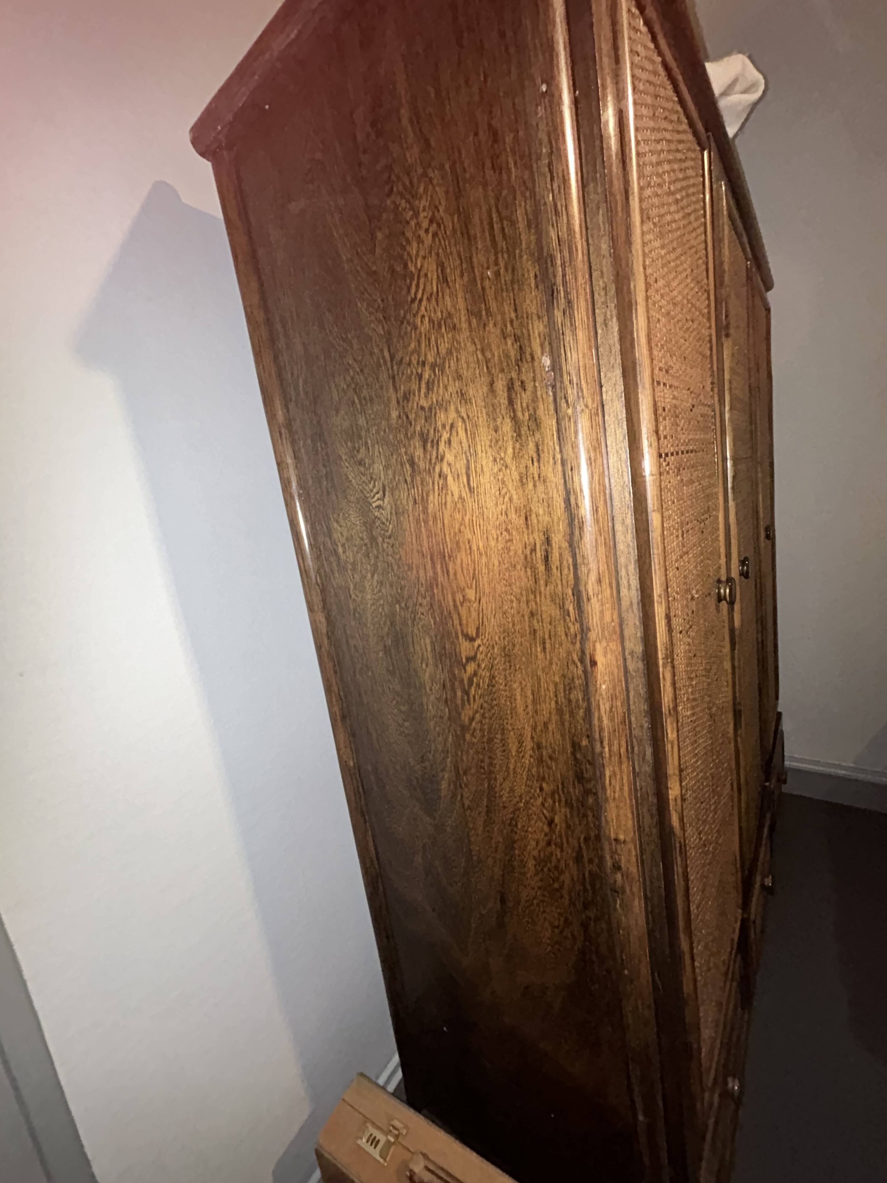 Rattan and wood wardrobe signed Roche Bobois