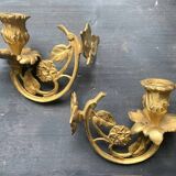 Pair of Louis XV sconces in 18th century gilded bronze