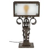 Art Deco wrought iron table lamp, 1930s