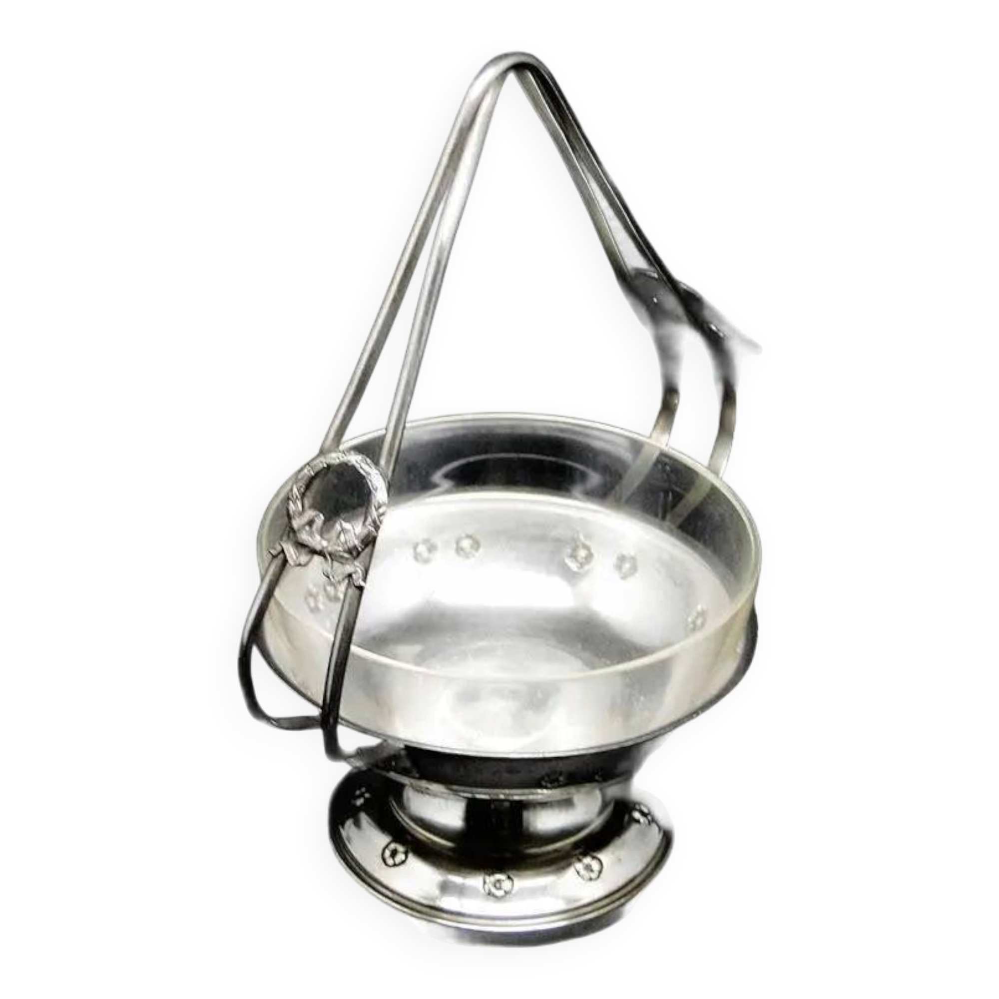 Art Nouveau sugar bowl, silver-plated brass, Poland, 1930s