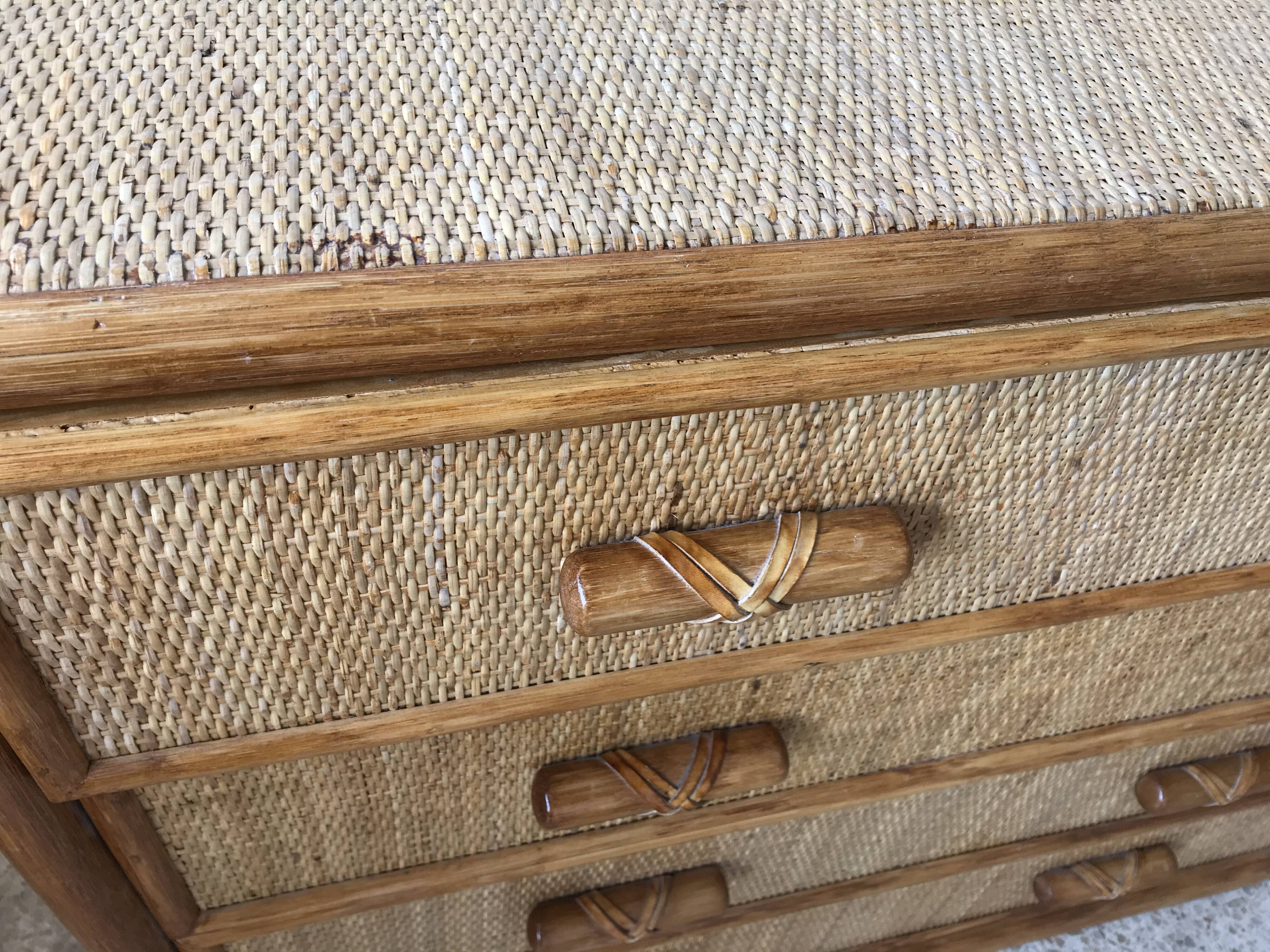 Vintage rattan dresser