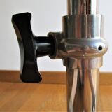 Adjustable office stool foot chrome wheels sitting vintage fabric