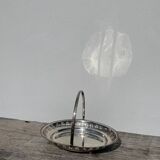 Oval dish with silver-plated metal handle