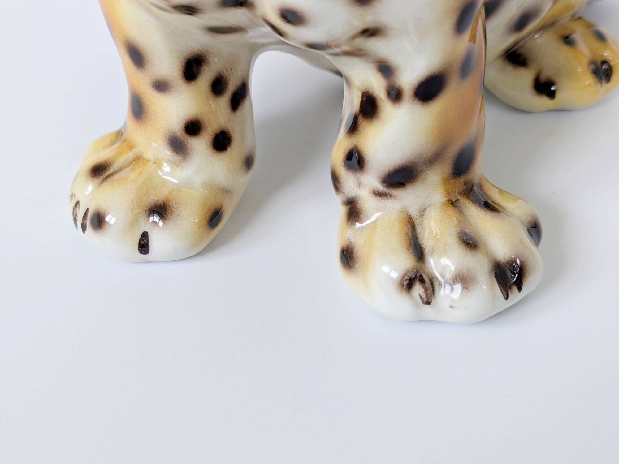 Porcelain leopard statuette, Ronzan, Italy, 1950s