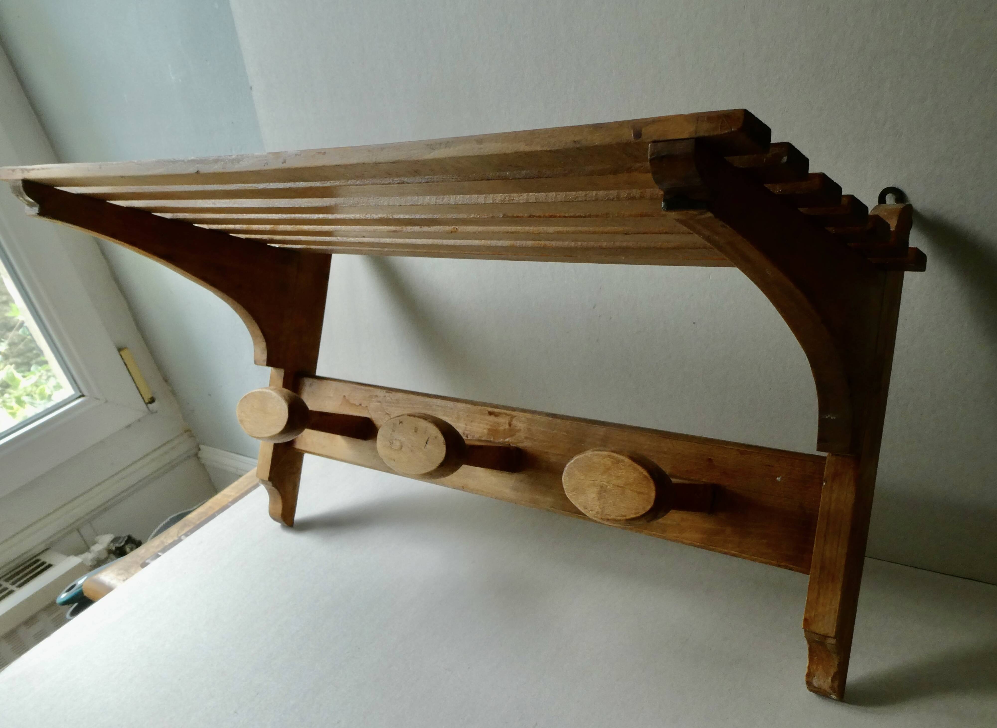 coat rack with hat rack in solid wood